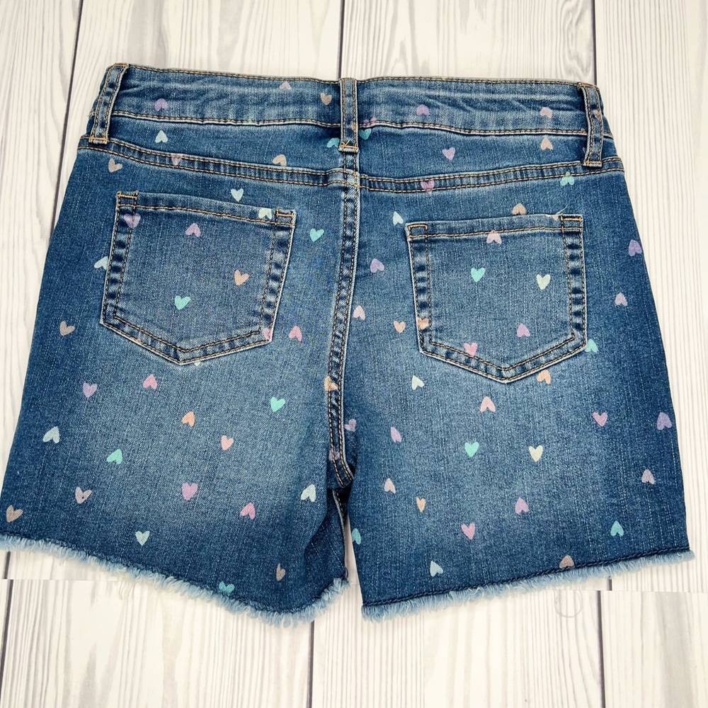 Girls' Heart Printed Jean Shorts - Cat & Jack™ Medium Wash - Picture 9 of 10